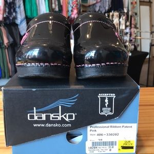 Black Danskos with Pink Ribbon